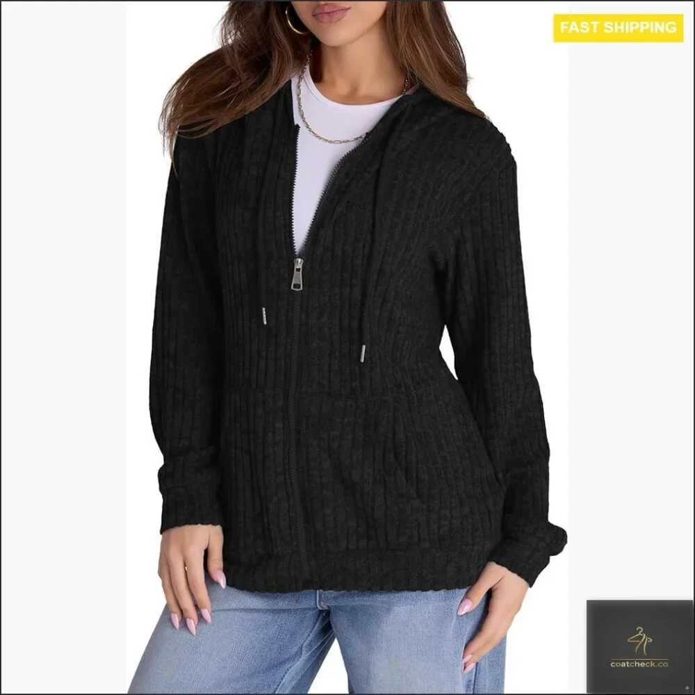 Oversized Zip Up Hoodie Lightweight Knit Sweatshirt Y2K Chic Streetwear